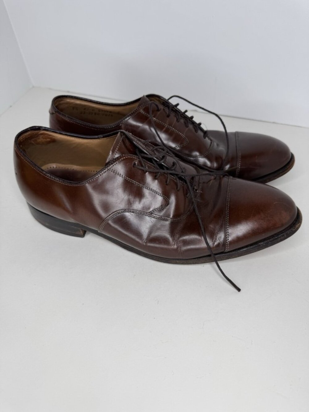 Johnston & Murphy 9.5 Cap Toe Brown Leather Oxford Shoes Academia